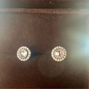 Pandora Silver and Purple Crystal Earrings